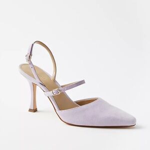 Ann Taylor Suede Double Strap pointy toe pumps Purple Slingback Heels size 10